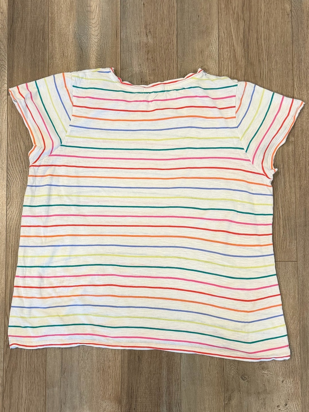 Marine Layer Women’s White Tee with Rainbow Stripes - Picture 3 of 4